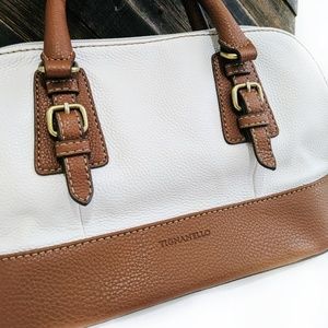 Tignanello Cream & Brown Small Leather Hand Bag